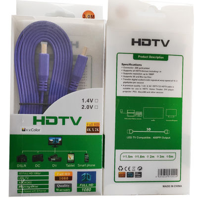 TV Komputer HD 3m Kabel HDMI CCS Datar Dengan Konektor Plating Emas