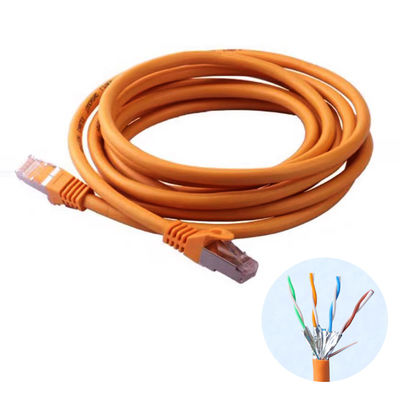 Orange 1000ft Panjang Cat7 600MHz 10gbps Kabel Ethernet