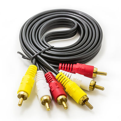 konektor logam Kabel PVC 3RCA Ke 3RCA 10m Kabel Audio Video