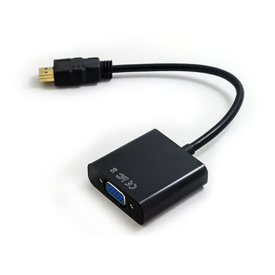 Kabel Audio Video HDMI Ke Adaptor VGA Hitam 1080P VGA Ke Konverter HDMI